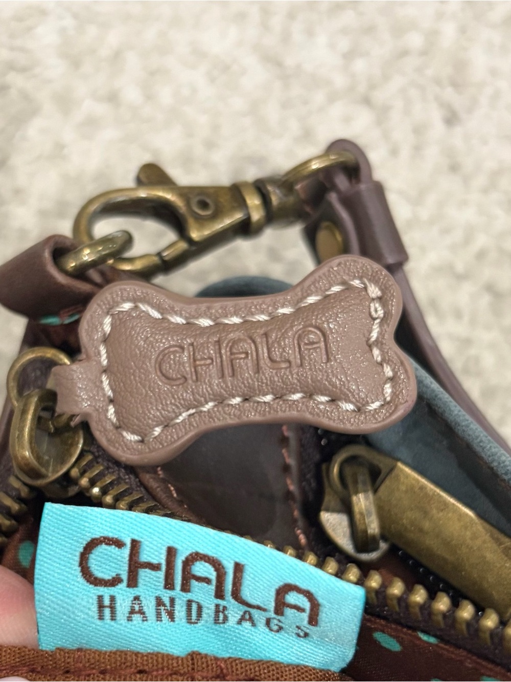 NWOT Chala Dachshund Wiener Dog Bag in Indigo & Brown, 2 Adjustable Straps - Picture 11 of 12